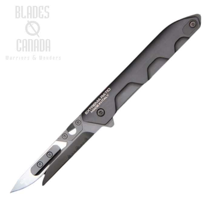 Extrema Ratio Ferrum Rescue Folding Knife, N690 Black, Aluminum Black